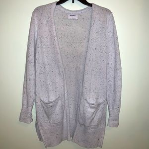 White and black speckled Old Navy Cardigan